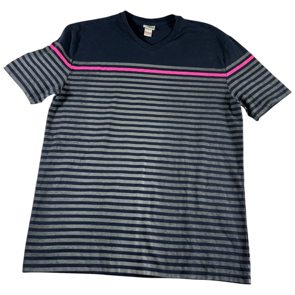 PJ Mark T Shirt Mens 3XL Multicolor Horizontal Striped V Neck Everyday‎ Wear